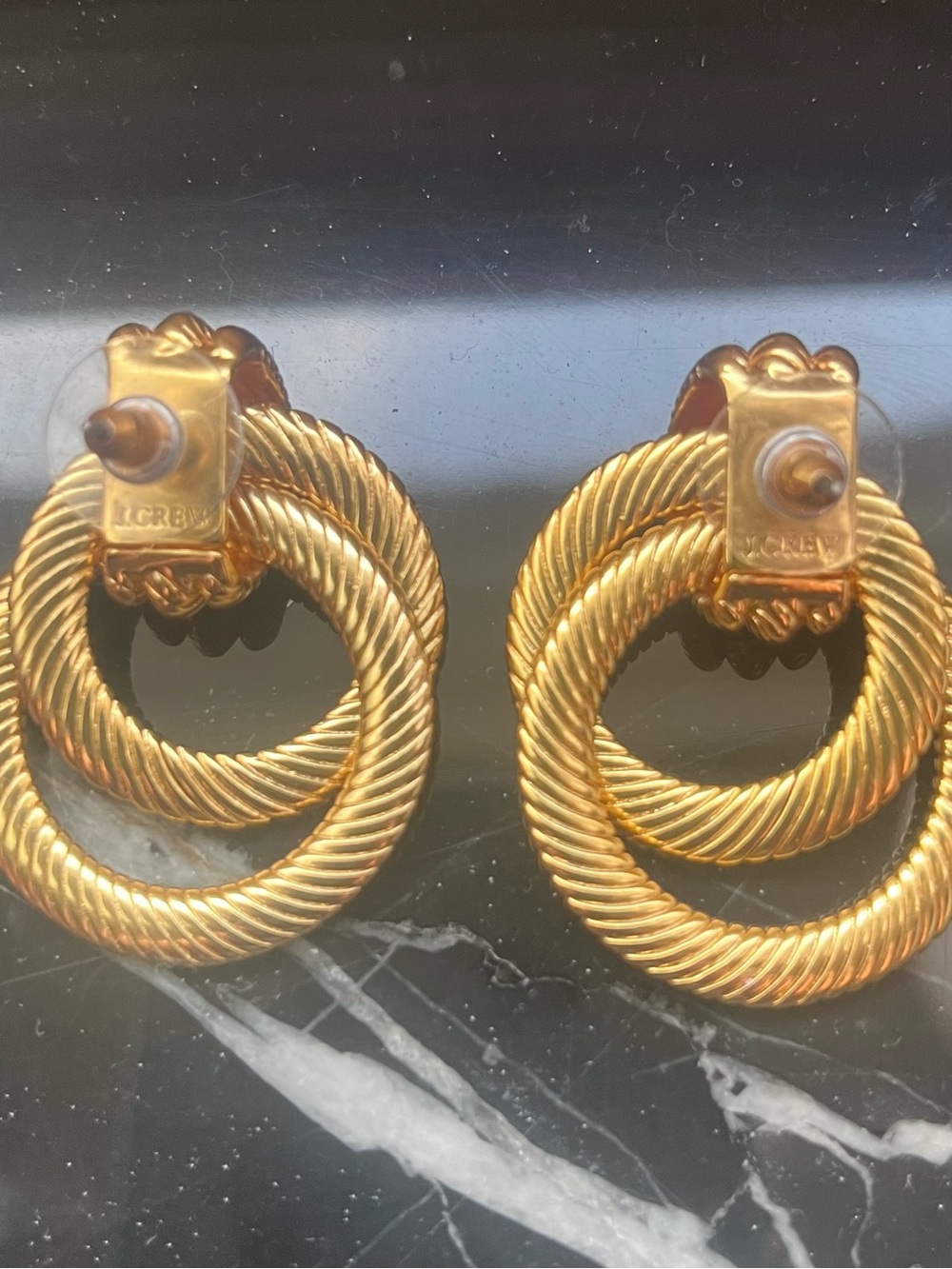 J. Crew Twisted Double Hoop Gold-Tone Clip Earrings